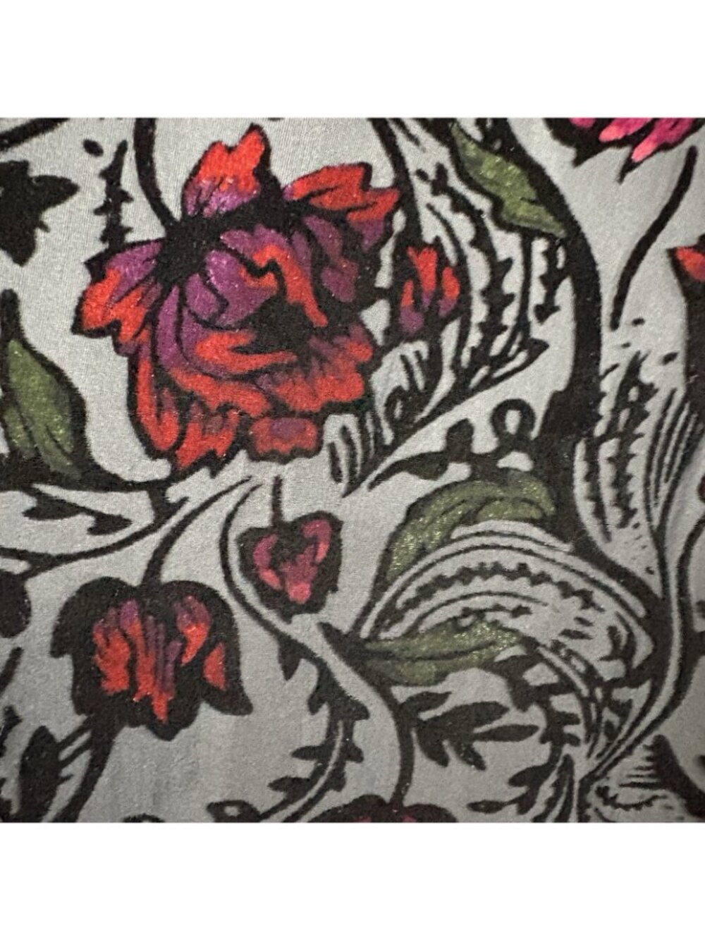 Coldwater Creek Black Pink Floral Velvet Sheer Lined Maxi Skirt - Picture 5 of 13